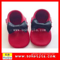 Yiwu factory wholesale dubai soft leather cheap red bow flat baby shoes for girl